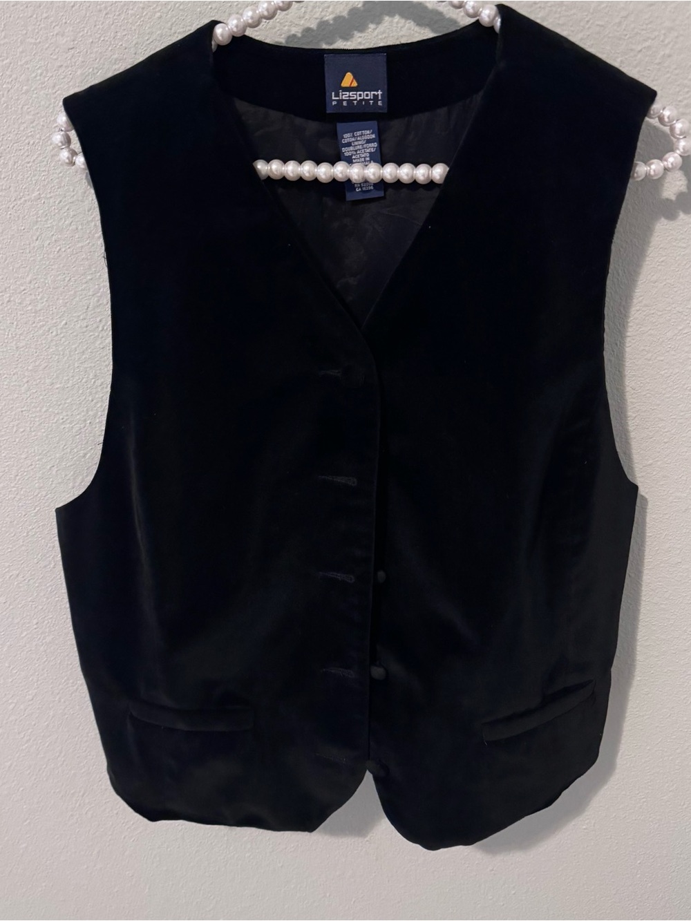 Lizsport Petite Black Velvet Vest